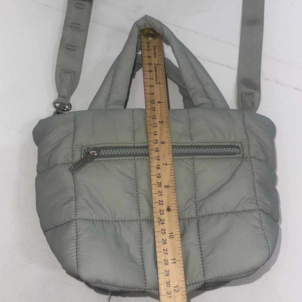 Lululemon Quilted Grid Crossbody Bag Green Gray Puffer Tote Adjustable Strap O/S - Picture 12 of 16
